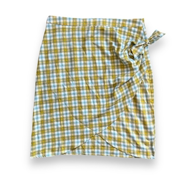 Cider Yellow White Plaid Bow Side Midi Skirt Women’s Plus Size 2X Twee Academia - Picture 3 of 16